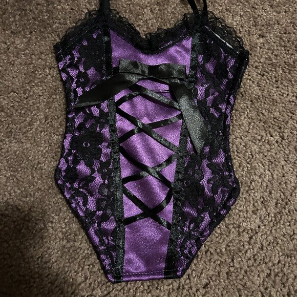 Passion Parties Purple Lace Corset Lingere Inspired Purse W. Straps UNIQUE - Picture 1 of 3